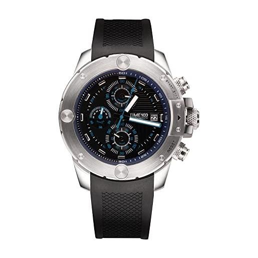 TIME100 orologio automatico cronografo uomo quadrante multifunzionale al quarzo stile elegante sportivo impermeabile (blu&acciaio)