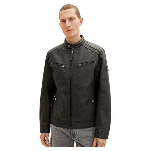 TOM TAILOR giacca in ecopelle, uomo, nero (black 29999), xl