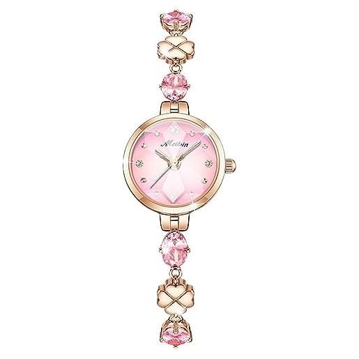 RORIOS orologi da donna analogico quarzo orologi da polso elegante diamante orologio bracciale gioiello orologio signora strass orologio ragazza impermeabile rosa