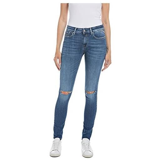 REPLAY new luz rose label jeans, 009 blu medio, 27w x 30l donna