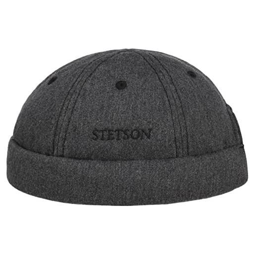 Stetson berretto docker cotton melange uomo - calotta con risvolto, calotte estate/inverno - m (56-57 cm) antracite