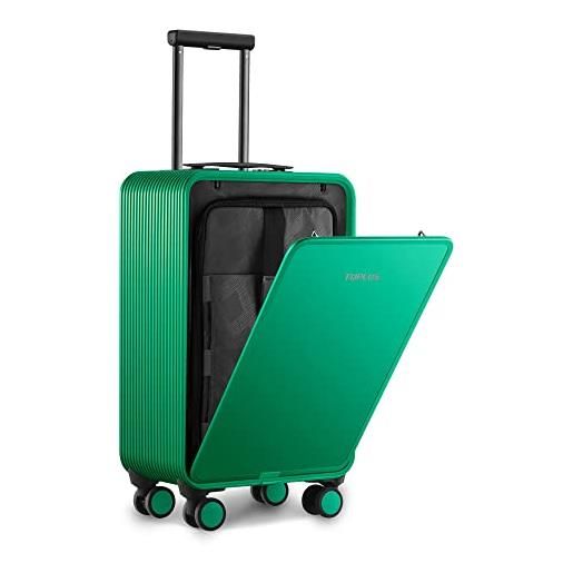 TUPLUS valigia a guscio rigido per il trasporto di bagagli con 4 ruote rotanti in alluminio con chiusura tsa, serie quick (verde, 57.5 x 34.5 x 20.8 cm)