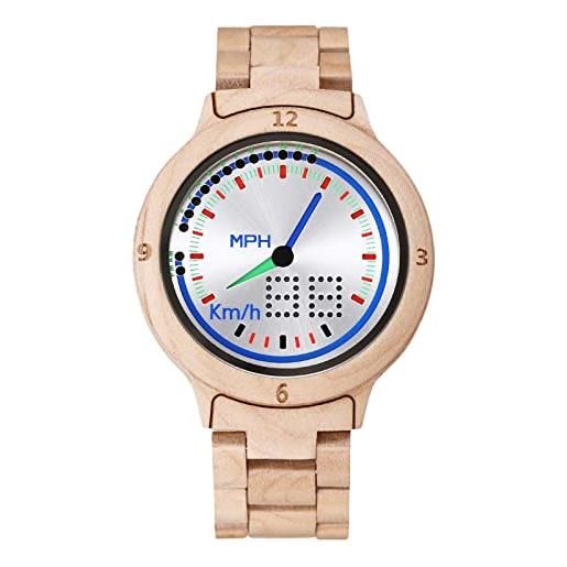 RORIOS orologio da uomo in legno orologio digitale con cinturino in legno visione notturna orologi da polso per uomo