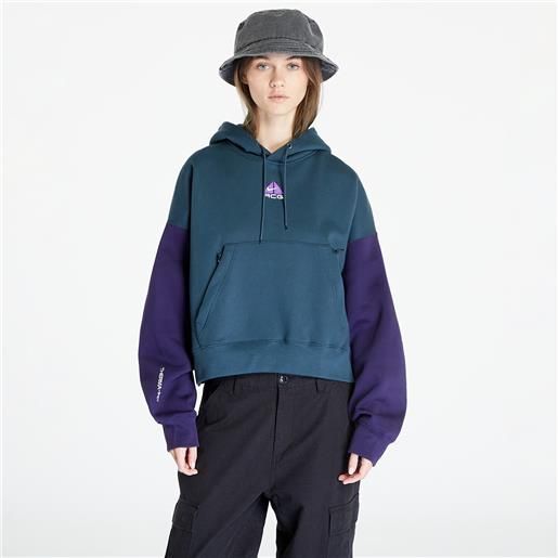Nike acg therma-fit women's tuff knit fleece hoodie deep jungle/ purple ink/ summit white
