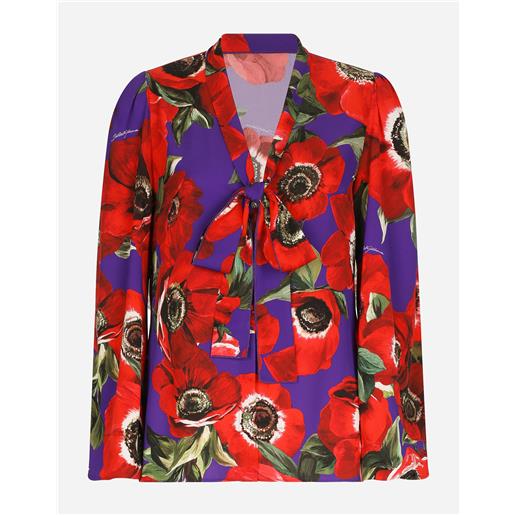 Dolce & Gabbana camicia in charmeuse stampa fiore anemone
