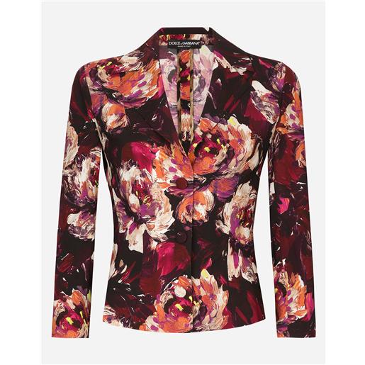 Dolce & Gabbana giacca corta in cady stampa fiore peonie