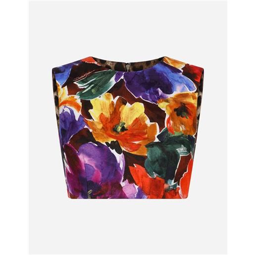 Dolce & Gabbana top corto in broccato stampa fiori astratti