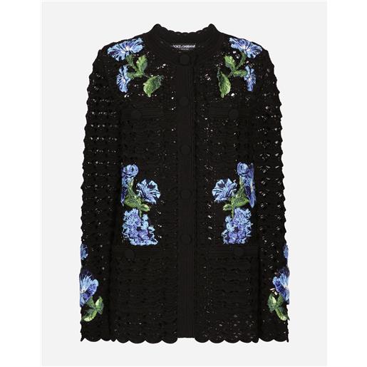 Dolce & Gabbana cardigan in crochet con ricamo fiore campanule