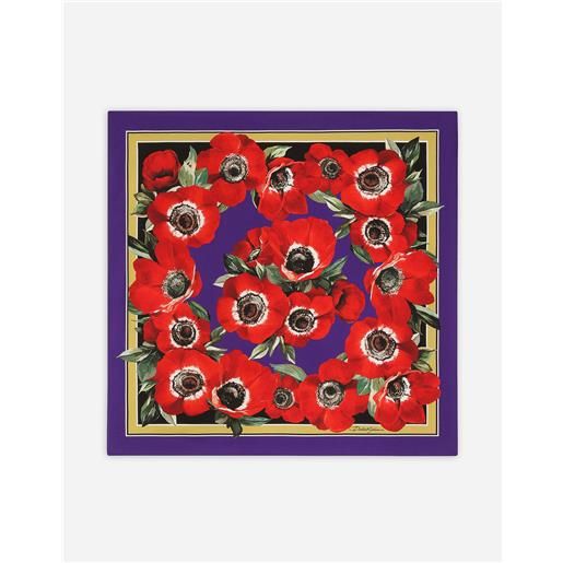 Dolce & Gabbana foulard 70x70 in twill stampa fiore anemone