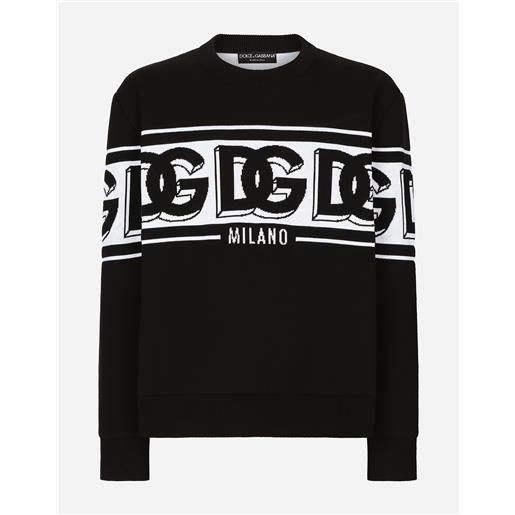 Dolce & Gabbana maglia girocollo in lana jacquard logo dg