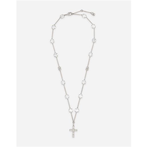 Dolce & Gabbana collana stile rosario con croce in strass