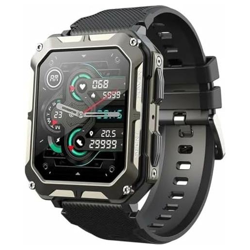 Cubot c20 pro - smartwatch 1.8, 7 giorni di autonomia, frequenza cardiaca, ip67, notifiche, bluetooth 5.0, nero