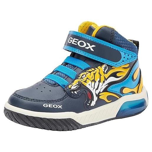 Geox j inek boy, scarpe da ginnastica bambini e ragazzi, nero (black/lt blue), 35 eu