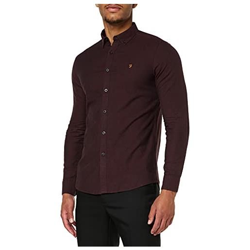 Farah steen slim fit brushed cotton shirt camicia, rosso, m uomo