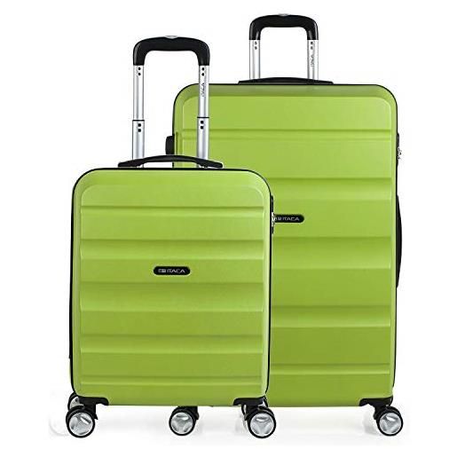 ITACA - set valigie - set valigie rigide offerte. Valigia grande rigida, valigia media rigida e bagaglio a mano. Set di valigie con lucchetto combinazione tsa t71617, pistacchio