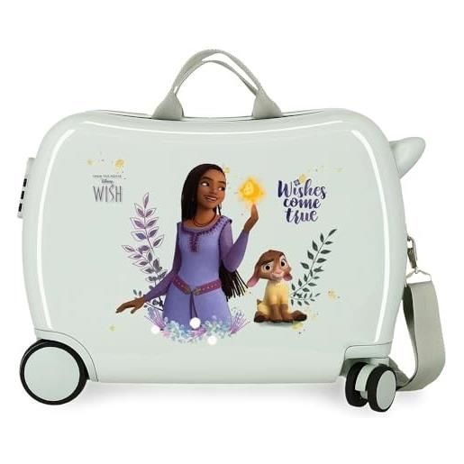 Disney wishes come true valigia per bambini rosa 50x38x20 cm rigida abs chiusura a combinazione laterale 34l 1,8 kg 2 ruote bagaglio mano, rosa, taglia unica, valigia per bambini