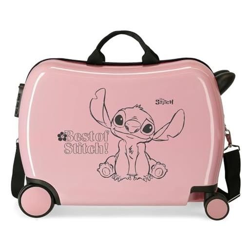 Disney best of stitch valigia per bambini rosa 50 x 38 x 20 cm rigida abs chiusura a combinazione laterale 34 l 1,8 kg 2 ruote bagagli a mano, rosa, taglia unica, valigia per bambini