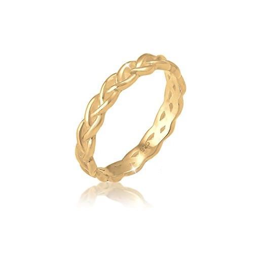 Elli anelli anello semplice da donna, motivo a nodo, intreccio a forma di infinito, in argento sterling 925, placcato oro rosa