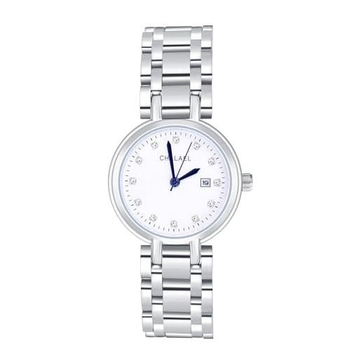 MicLee orologi da donna movimento al quarzo orologi da polso quadrante diamante mani blu cinturino in acciaio inox squisito regalo piccola fidanzata