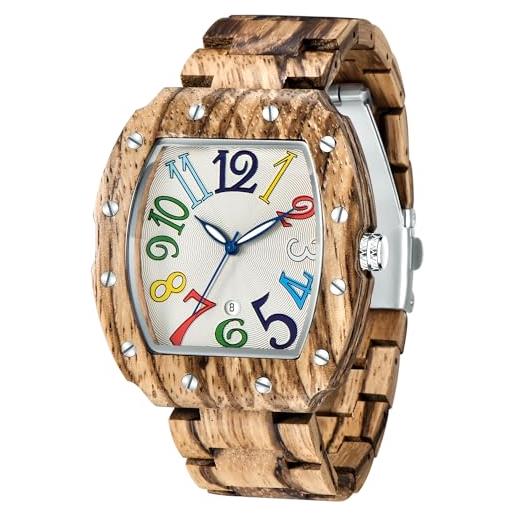 Tiong orologio in legno da uomo di colore naturale analogico al quarzo cinturino regolabile in legno chiaro orologio al quarzo da uomo. . , q1108