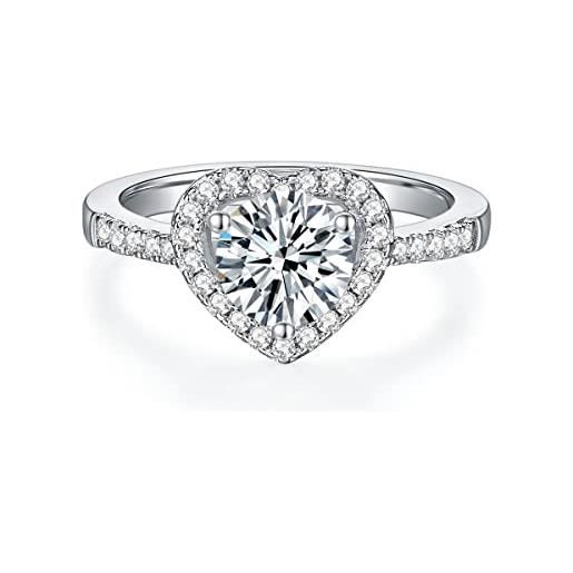 FOREVER QUEEN 1 carato moissanite anelli di fidanzamento 925 anelli in argento sterling promessa fedi nuziali per le donne, 18