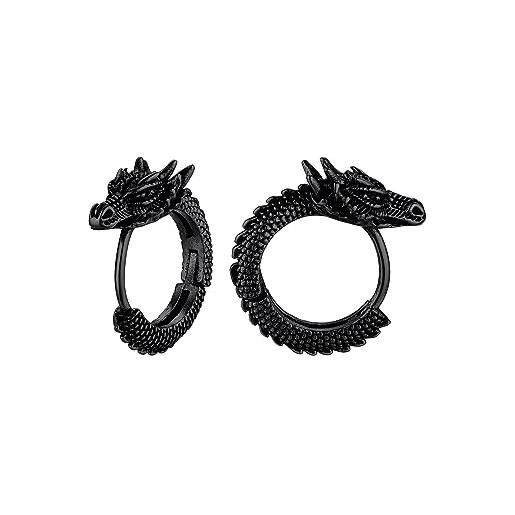 Richsteel orecchini ipoallergenici a forma di drago, orecchini a cerchio in acciaio inox, gioielli punk, confezione regalo, acciaio inossidabile
