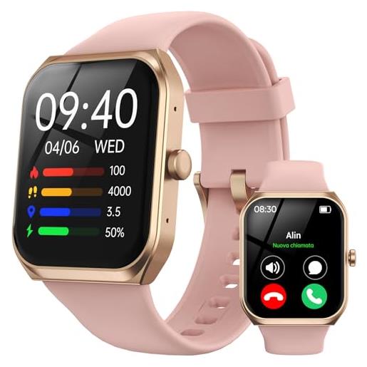 TUYOMA smartwatch donna - 1.91 orologio smart watch con chiamate, 112+ modalità sportive, ip68 impermeabile, monitoraggio sonno/cardiofrequenzimetro/donne della salute, gaming, per android/ios
