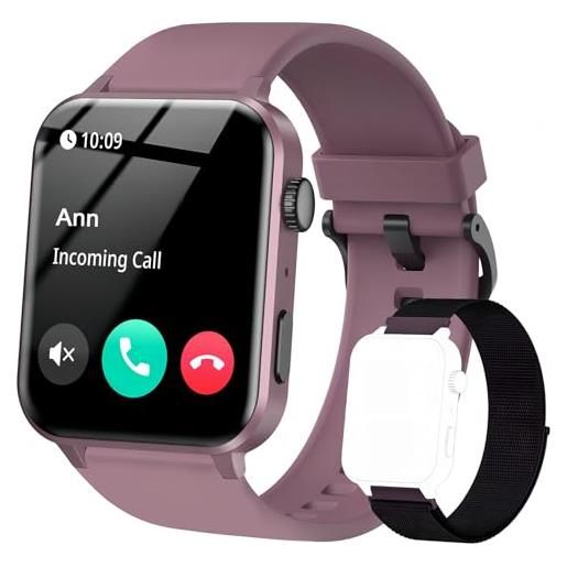 IOWODO smartwatch uomo donna, orologio fitness con chiamate, 1.85 smart watch monitor del spo2/ sonno, 24h cardiofrequenzimetro, 100 modalità sportive, fitness tracker per android ios