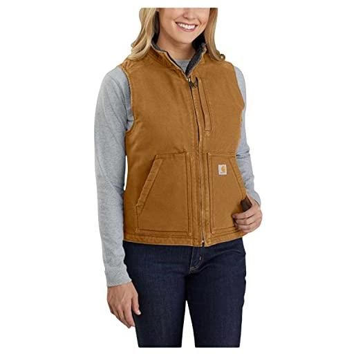 Carhartt, gilet mock-neck con fodera in tessuto sherpa, relaxed fit donna, talpa, m