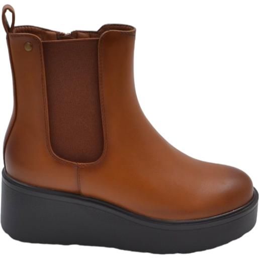 Malu Shoes stivaletti donna platform zip laterale boots combat cuoio nero impermeabile fondo alto zeppa 5cm moda tendenza