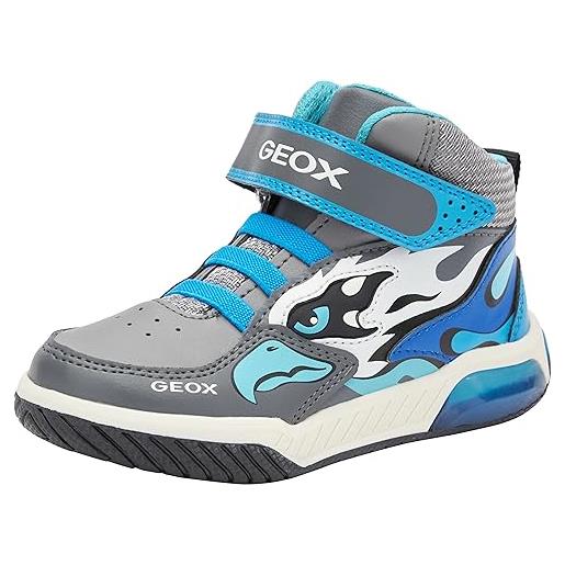Geox j inek boy, scarpe da ginnastica bambini e ragazzi, girigo (grey/lt blue), 34 eu