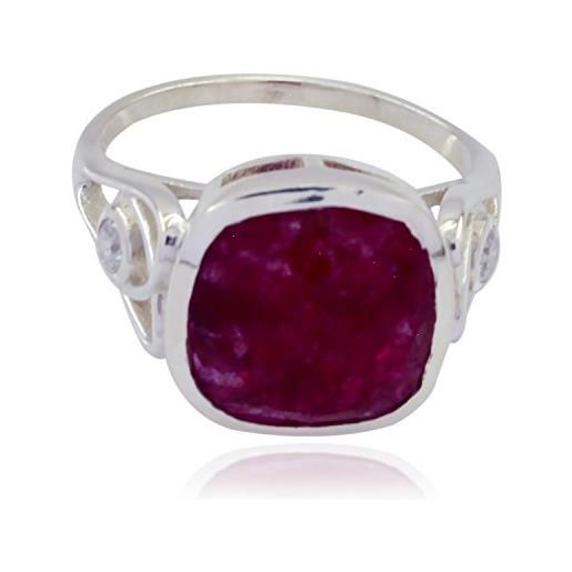 Generic anelli di rubino indiano sfaccettato quadrato reale gemme - anello di pietre preziose reale rubino indiano rosso argento 925 - gioielli ragazze grande regalo per anello di fidanzamento -it