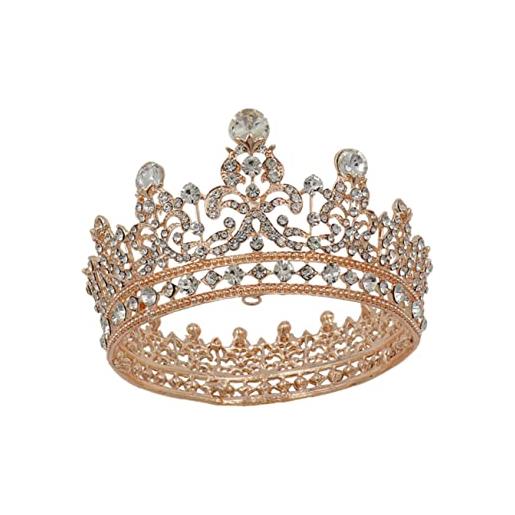 FRCOLOR diadema principessa vintage barocco gioiello strass barocco diadema principessa di cristallo corone della regina del matrimonio diadema di cristallo oro classico sposa vestire