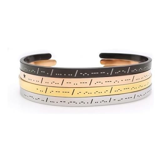 ALMENDRA bracciale personalizzato codice morse uomo code bracelet i love you ti amo messaggio nascosto primo bacio in acciaio rigido alfabeto personalizzabile