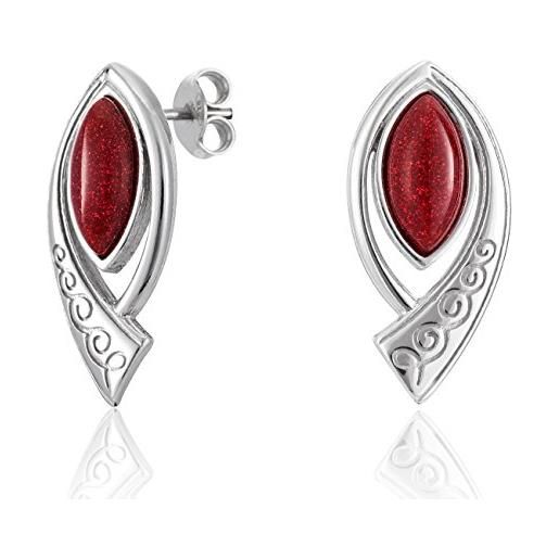 LillyMarie donne orecchini a perno argento vero rosso avventurina ovale custodia in legno di alta qualità regalo per la fidanzata