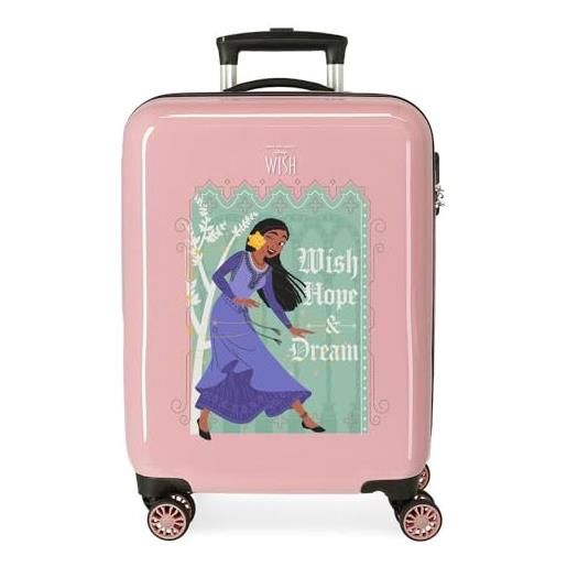 Disney wishes come true valigia da cabina verde 38 x 55 x 20 cm rigida abs chiusura a combinazione laterale 34 l 2 kg 4 ruote doppie bagaglio a mano, verde, taglia unica, valigia cabina