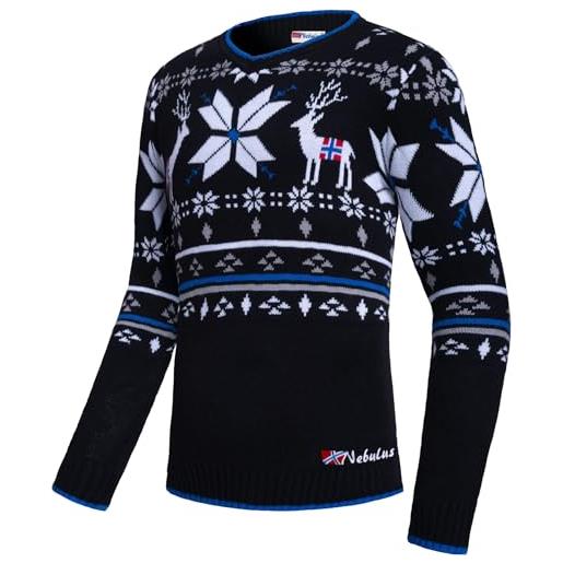 Nebulus maglione da uomo breen, caldo maglione, elegante maglione in stile norvegese, blu navy, xl