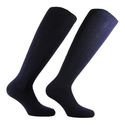 CALZE PRESTIGE (2 paia) calze uomo lunghe, tinta unita, calde e morbide, in pregiatissimo filato lana-cashmere - 100% made in italy (a5 nero)