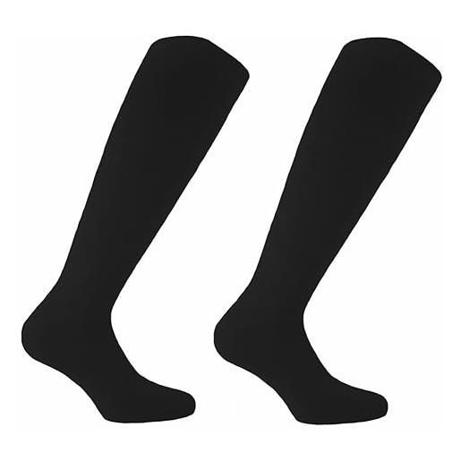 CALZE PRESTIGE (2 paia) calze uomo lunghe in pregiatissimo filato lana-cashmere tinta unita - 100% made in italy (a5 nero-nero)