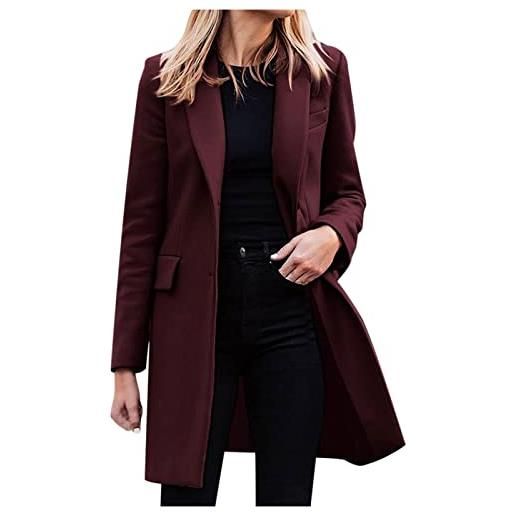 Komiseup blazer donna elegante lungo tuta singola blazer giacca tinta unita grandi dimensioni risvolto affari ufficio giacca manica lunga giacca a vento trench cappotto lungo abiti bolero longblazer, 