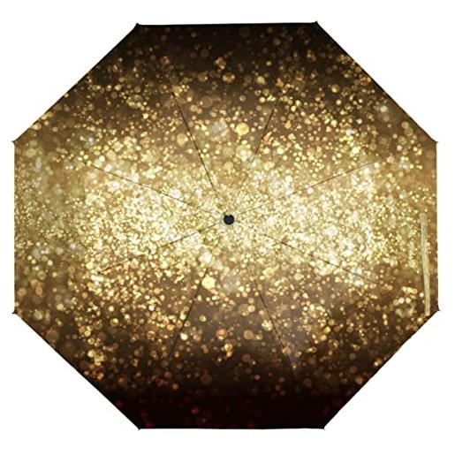 TropicalLife ombrello da viaggio glitter golden galaxy star automatico aperto/chiudere ombrello portatile protezione uv antivento ombrello pieghevole, multi, taglia unica