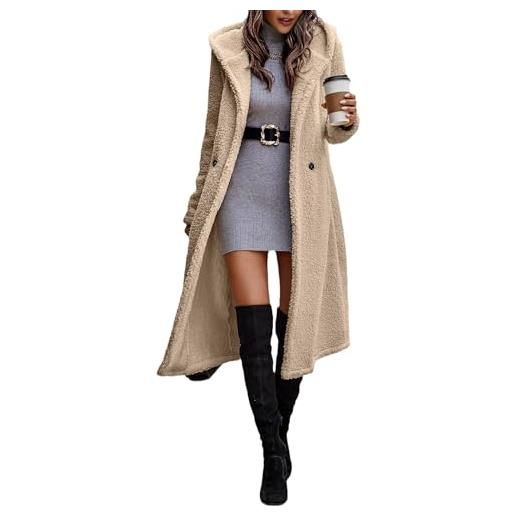 tinbarry cappotto invernale donna in pile di peluche cappotto di peluche lungo cappotto di lana cappotto di pile con tasche giacca calda giacca con cappuccio cappotto elegante