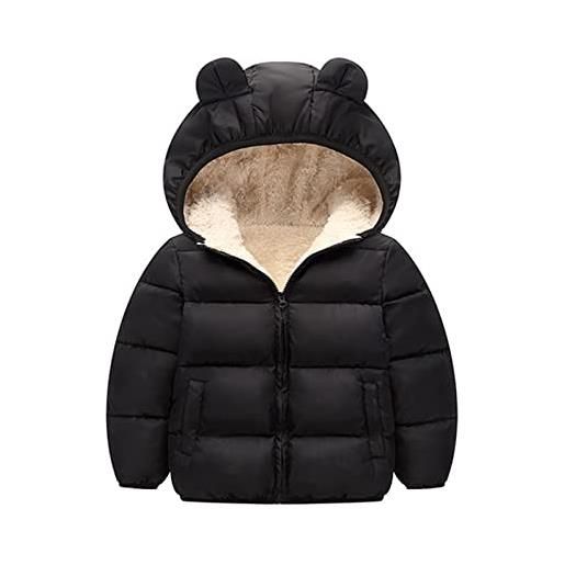 Generic cappotto in pile caldo per neonati, con cappuccio, con cappuccio, nero , 6-12 mesi