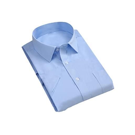 Kiioouu camicia da uomo slim fit manica lunga camicia da uomo formale abbottonata camicia da uomo, manica corta azzurro, 7xl