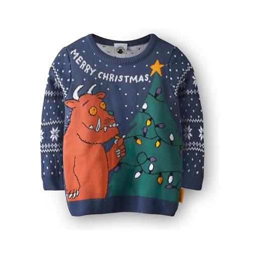 The Gruffalo maglione natalizio boys in blu navy | maglione lavorato a maglia con decorazione a maniche lunghe per bambini | felpa per bambini festive xmas holiday per bambini | regalo per lui