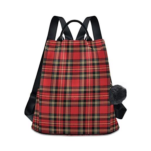 Fustylead borsa zaino scozzese rosso per donna borsa a tracolla antifurto moda zaino, rosso, etichettalia unica