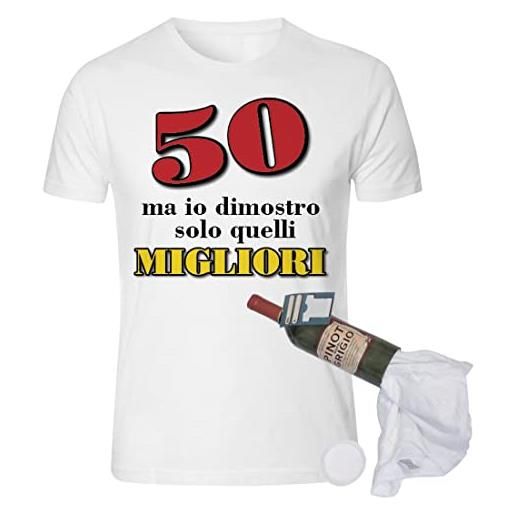 Bombo t-shirt in bottiglia compleanno 50 anni - taglia xl - colore bianco