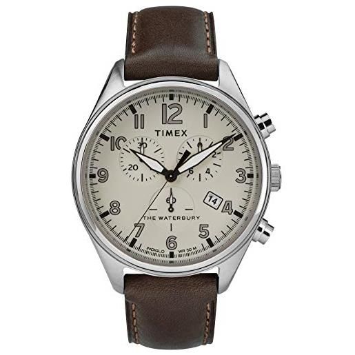 Timex orologio cronografo quarzo uomo con cinturino in pelle tw2r88200