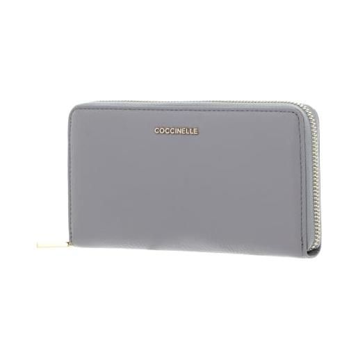 Coccinelle metallic soft wallet grained leather light grey