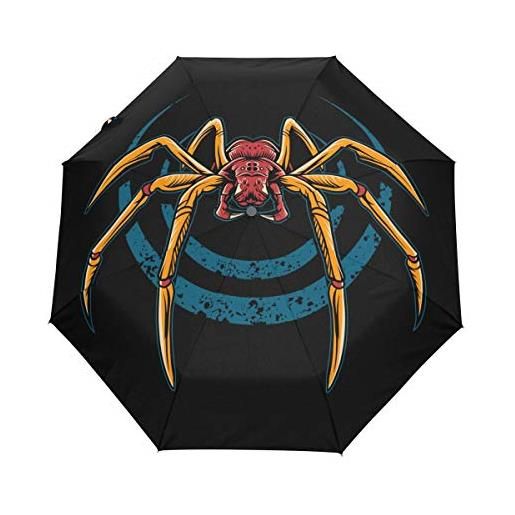 BEUSS ragno dorato scuro ombrello pieghevole automatico antivento con auto apri chiudi portatile protezione uv ombrelli per viaggi spiaggia donne bambini ragazzi ragazze